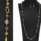 98498, HANDMADE SEMI PRECIOUS STONE LONG BEADED NECKLACE