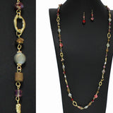 98498, HANDMADE SEMI PRECIOUS STONE LONG BEADED NECKLACE