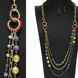 98499, HANDMADE ROUND RING BALL BEADED LONG NECKLACE
