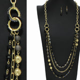 98499, HANDMADE ROUND RING BALL BEADED LONG NECKLACE