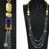 98500, HANDMADE RECTANGLE WOOD ACCENT LONG BEADED NECKLACE