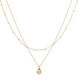 98514, GOLD DIPPED, "LIGHT IN THE DARKNESS" DAINTY CUBIC ZIRCONIA DOUBLE LAYERED NECKLACE