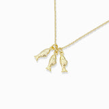 98516, GOLD DIPPED, "AGAINST THE FLOW" DAINTY FISH CHARM NECKLACE