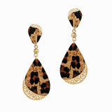 98518, FILIGREE TEARDROP CORK ACCENT DANGLE EARRING