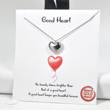 98529, GOLD DIPPED, "GOOD HEART" DAINTY HEART CHARM NECKLACE