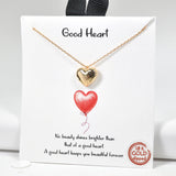 98529, GOLD DIPPED, "GOOD HEART" DAINTY HEART CHARM NECKLACE
