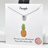 98532, WHITE GOLD DIPPED, DAINTY PINEAPPLE CUBIC ZIRCONIA NECKLACE