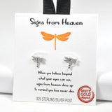 98536, GOLD DIPPED, "SIGNS FROM HEAVEN" DRAGONFLY CUBIC ZIRCONIA STUD EARRING