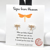 98536, GOLD DIPPED, "SIGNS FROM HEAVEN" DRAGONFLY CUBIC ZIRCONIA STUD EARRING