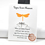 98537, GOLD DIPPED, "SIGNS FROM HEAVEN" DRAGONFLY CUBIC ZIRCONIA ADJUSTABLE RING
