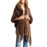 98551, SOFT FAUX FUR RUANA WITH HOOD