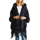 98551, SOFT FAUX FUR RUANA WITH HOOD
