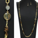 98564, HANDMADE SEMI PRECIOUS STONE BEADED LONG NECKLAC