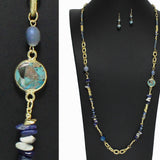 98564, HANDMADE SEMI PRECIOUS STONE BEADED LONG NECKLAC