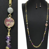 98564, HANDMADE SEMI PRECIOUS STONE BEADED LONG NECKLAC