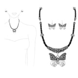 98567, BUTTERFLY FILIGREE WITH LEATHER CORD NECKLACE