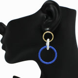 98590, STRAW RATTAN GEOMETRIC DANGLE EARRING