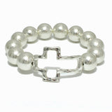 98601, CUTOUT CROSS WITH CHUNKY BALL BEADED STRETCH BRACELET