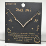 98644, GOLD DIPPED, "SMALL JOYS" CUBIC ZIRCONIA ACCENT V-SHAPED NECKLACE