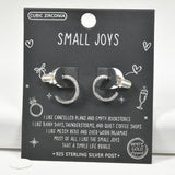 98648, GOLD DIPPED, "SMALL JOYS" CUBIC ZIRCONIA ROUND HOOP EARRING/925 STERLING SILVER POST