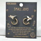 98648, GOLD DIPPED, "SMALL JOYS" CUBIC ZIRCONIA ROUND HOOP EARRING/925 STERLING SILVER POST