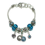 98650, AQUAMARINE-MARCH BIRTHSTONE CHARM BRACELET
