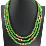 98652, WOODEN BALL MULTI LAYERED BEADED NECKLACE