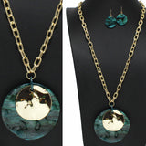 98657, DISTORTED ROUND CELLULOID LONG PENDANT NECKLACE