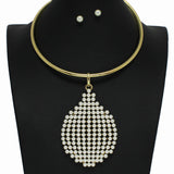 98671, GEOMETRIC PEARL STUDDED CHOKER NECKLACE