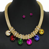 98674, CONVEX ROUND RHINESTONE ACCENT SLIDE NECKLACE