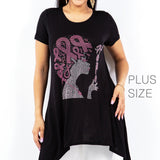 98678, PINK RIBBON HAIR CRYSTAL EMBELLISHED T-SHIRT TOP