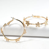 98690, FLOWER ROUND HOOP EARRING