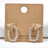 98692, SMALL SIZE, DAINTY BALL ACCENT OVAL HOOP EARRING