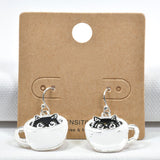98696, CAT IN COFFEE CUP ENAMEL EARRING