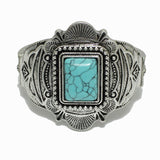 98723, WESTERN SQUARE TURQUOISE STONE STRETCH BRACELET