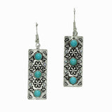 Western Rectangle with Turquoise Stone Earring - view 3