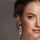 Western Rectangle with Turquoise Stone Earring - view 2