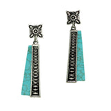 Western Geometric Accent with Turquoise Stone Dangle Earring - view 3