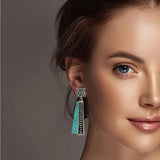 Western Geometric Accent with Turquoise Stone Dangle Earring