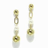 Brass Ball with Pearl Drop Dangle Earring
