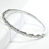 98797, PAVE RHINESTONE STAINLESS STEEL BANGLE BRACELET