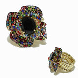 98805, FLOWER RHINESTONE STRETCH RING