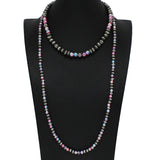 98810, PEARL WITH NAVAJO BEADED LONG DOUBLE LAYERED NECKLACE