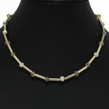 98812, PEARL & BEAD WITH METAL TUBE NECKLACE