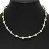 98812, PEARL & BEAD WITH METAL TUBE NECKLACE
