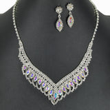 98822, MARQUISE ACCENT CRYSTAL RHINESTONE NECKLACE SET