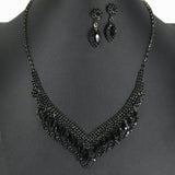 98822, MARQUISE ACCENT CRYSTAL RHINESTONE NECKLACE SET