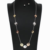 98833, HAMMERED ROUND ACCENT LONG NECKLACE