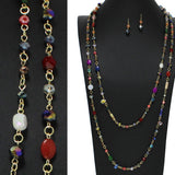 98848, HANDMADE BEADED DOUBLE LAYERED LONG NECKLACE