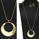 98851, HAMMERED ROUND LONG PENDANT NECKLACE